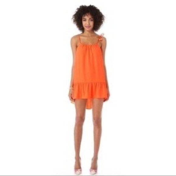 Line & Dot Neon Orange Shoulder Tie Lennon Dress - Picture 14 of 15